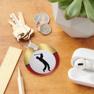 Golfing Sport ball and golfer Elegant background Keychain