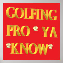 Golfing sports design red and gold large text