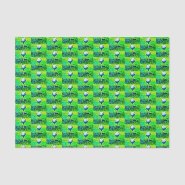 Golfing Sports Hobby Green Golfer Tee Off Tissue Paper (Front)