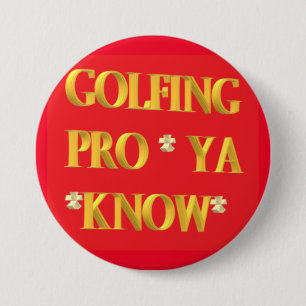Golfing spots design red and gold large text 3 inch round button
