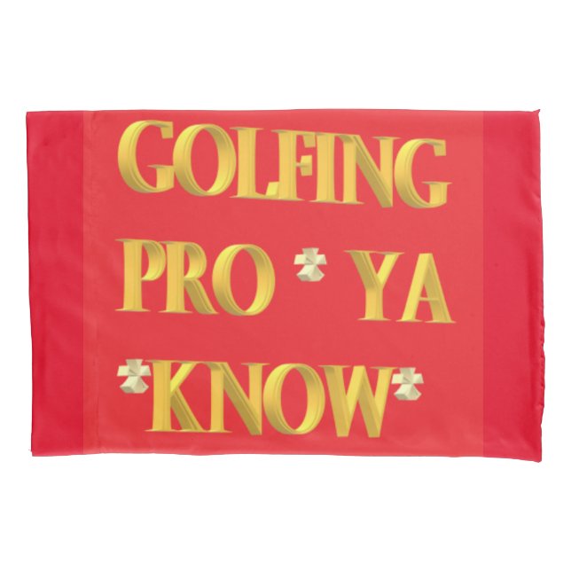 Golfing spots design red and gold large text pillowcase (Front)