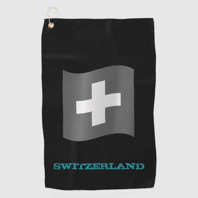 Golfing Switzerland & Cross, Swiss flag Golf Towel (Front)
