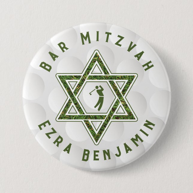 Golfing Theme Golf Bar Mitzvah 3 Inch Round Button (Front)