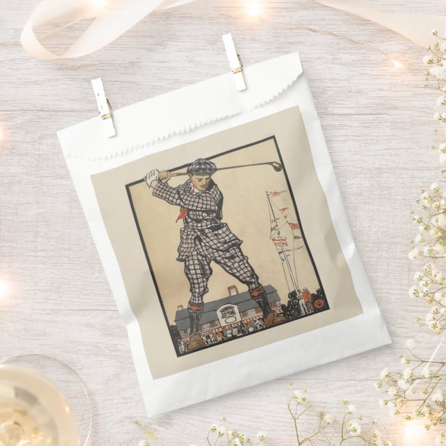 Golfing Through Time: Man Swinging Golf Club Favour Bag (Clipped)