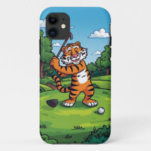 Golfing Tiger Cartoon Mobile Case