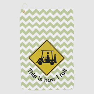 Golfing Yield Sign Green Chevron Golf Towel