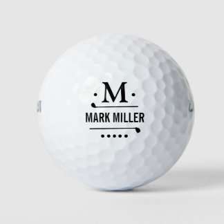 Golfplayer Cool & Custom Black Monogram Golf Balls
