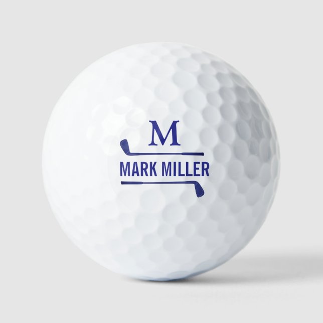Golfplayer Cool & Custom Blue Monogram Golf Balls (Front)