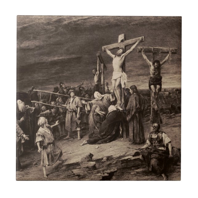 Golgotha site and Jesus by Munkacsy Tile (Front)