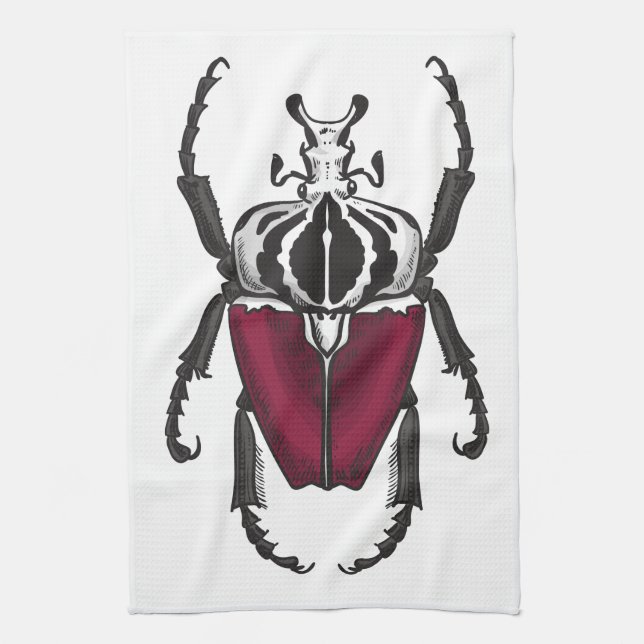 Goliath beetle kitchen towel (Vertical)