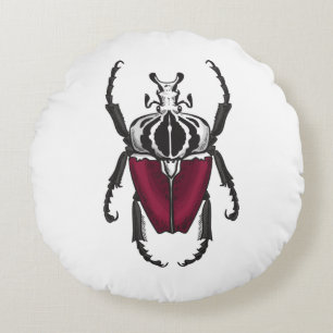 Goliath beetle round pillow