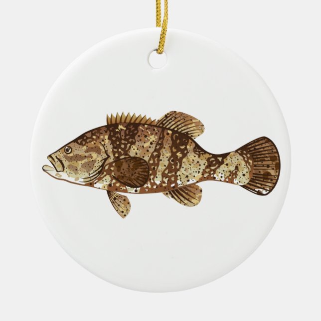 Goliath Grouper Gamefish ocean vector illustration Ceramic Ornament (Front)