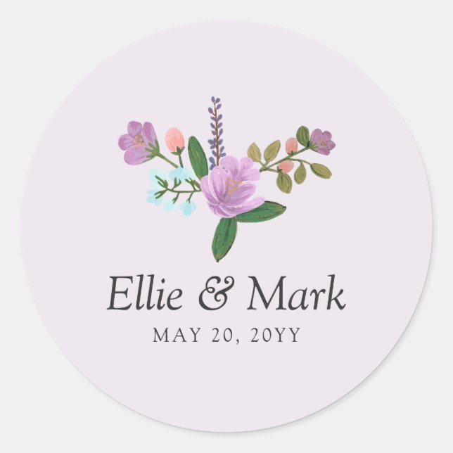Golightly Floral Wedding Classic Round Sticker (Front)