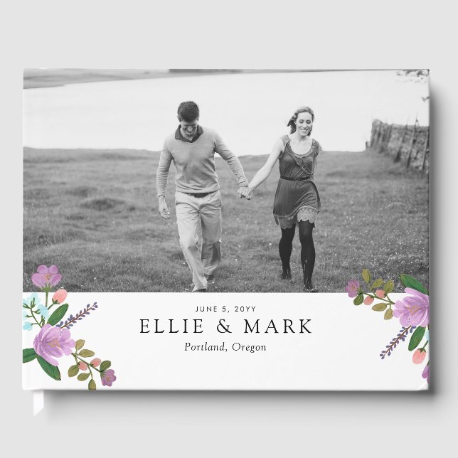 Golightly Floral Wedding Guest Book (Front)