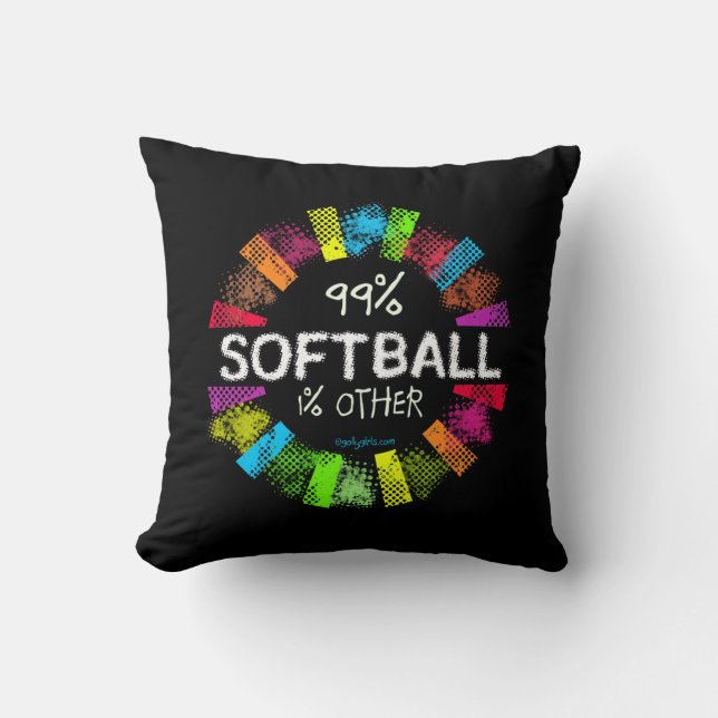Golly Girls: 99 Percent Softball 1 Percent Other Throw Pillow (Front)