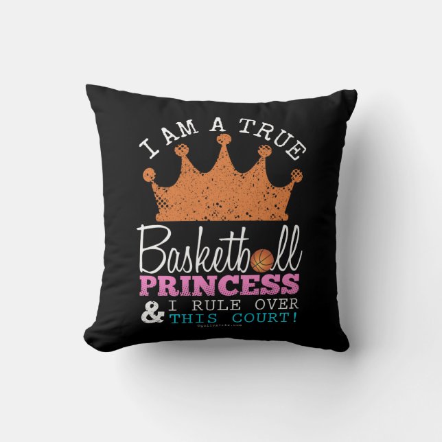 Golly Girls: Basketball Princess Rule This Court Throw Pillow (Front)