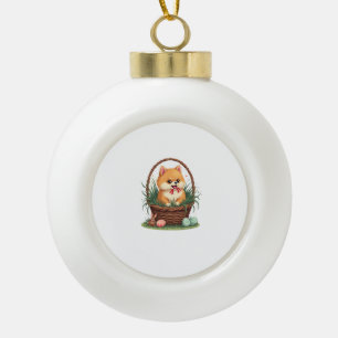 Gomi's Easter Mess Vintage Cute Easter Dog Vector Ceramic Ball Christmas Ornament