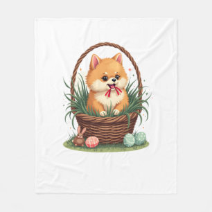 Gomi's Easter Mess Vintage Cute Easter Dog Vector  Fleece Blanket