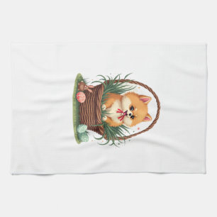 Gomi's Easter Mess Vintage Cute Easter Dog Vector Kitchen Towel