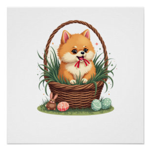 Gomi's Easter Mess Vintage Cute Easter Dog Vector  Poster