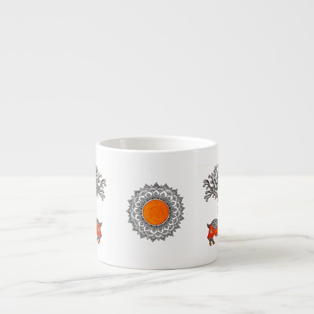 Gond Folk Art Espresso Mug (Front)