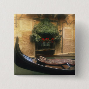 Gondola and Restaurant, Venice, Veneto, Italy 2 Inch Square Button