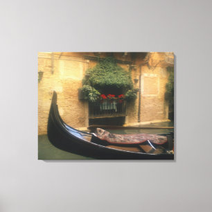 Gondola and Restaurant, Venice, Veneto, Italy Canvas Print