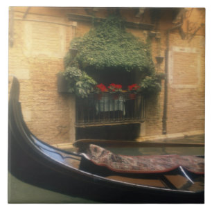 Gondola and Restaurant, Venice, Veneto, Italy Tile