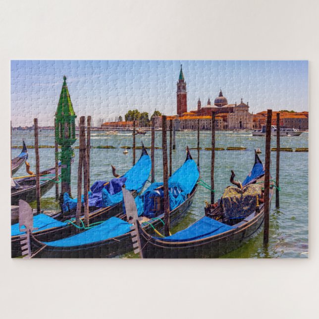Gondola boats on water in Venice, Italy Jigsaw Puzzle (Horizontal)