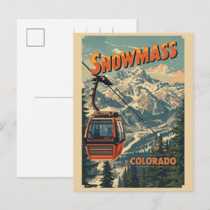 Gondola lift vintage SNOWMASS aspen Colorado skiin Holiday Postcard