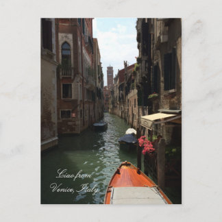 Gondola on Street of Venice Italy Europe Travel Postcard