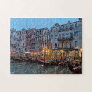 Gondolas at Dusk Photo   Venice Italy Jigsaw Puzzle