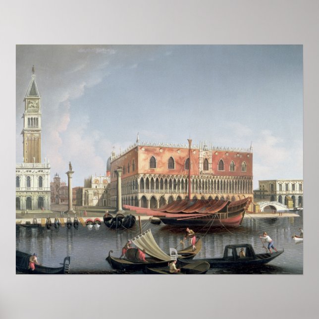 Gondolas before St. Marks Square, Venice Poster (Front)
