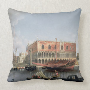 Gondolas before St. Marks Square, Venice Throw Pillow