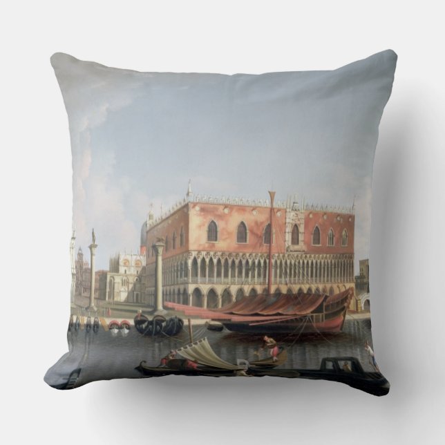 Gondolas before St. Marks Square, Venice Throw Pillow (Front)