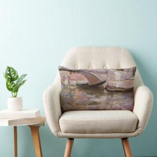 Gondolas by John Singer Sargent, Impressionism Art Lumbar Pillow
