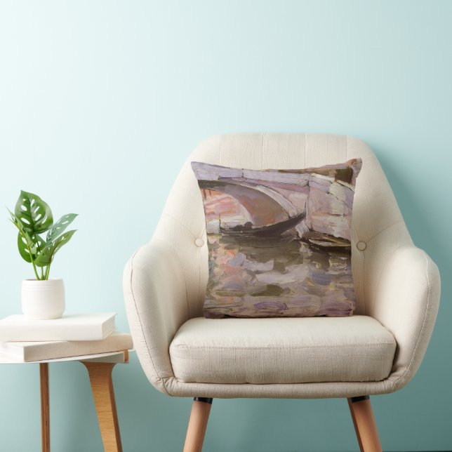 Gondolas by John Singer Sargent, Impressionism Art Throw Pillow (Chair)