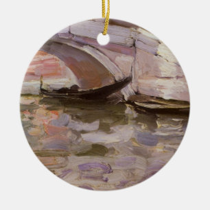 Gondolas by Sargent, Vintage Victorian Fine Art Ceramic Ornament