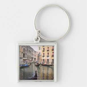 Gondolas in a canal, Venice, Italy Keychain