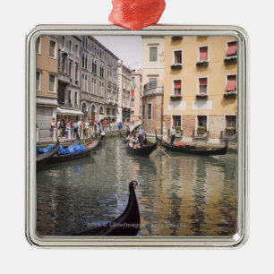 Gondolas in a canal, Venice, Italy Metal Ornament