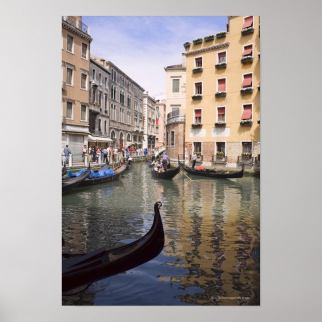 Gondolas in a canal, Venice, Italy Poster (Front)