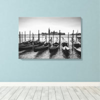 Gondolas in Venice in black and white