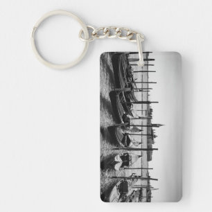 Gondolas in Venice in black and white Keychain
