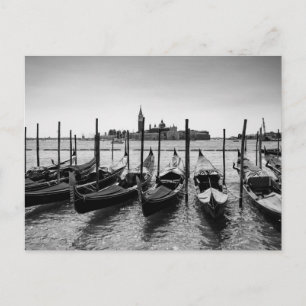 Gondolas in Venice in black and white Postcard