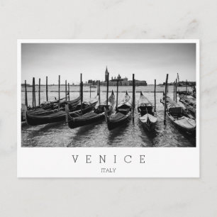 Gondolas in Venice in black and white Postcard