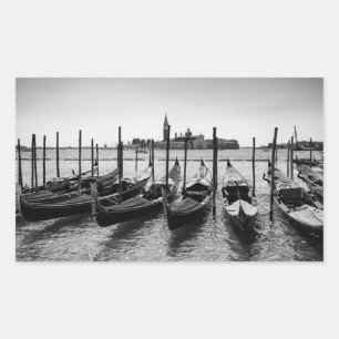 Gondolas in Venice in black and white Sticker