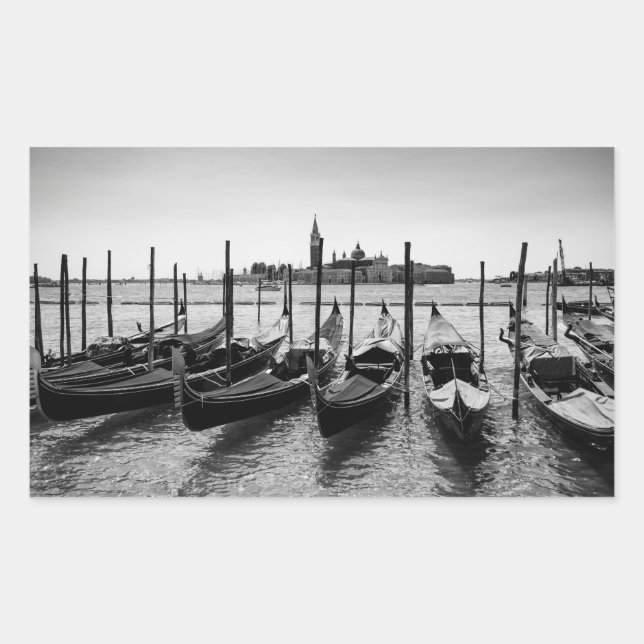 Gondolas in Venice in black and white Sticker (Front)