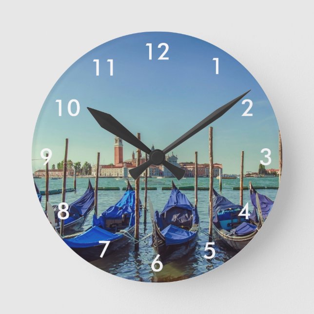 Gondolas in Venice, Italy Round Clock (Front)