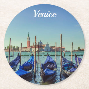 Gondolas in Venice, Italy Round Paper Coaster