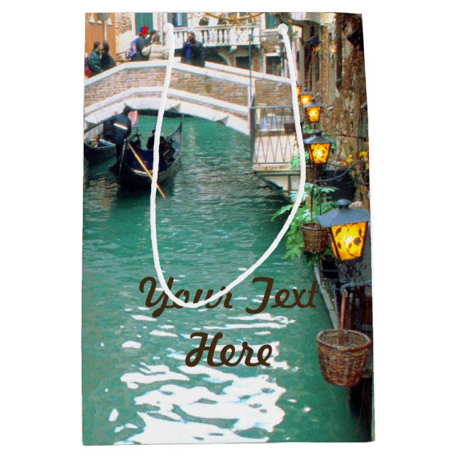 Gondolas on a Venetian canal Medium Gift Bag (Front)